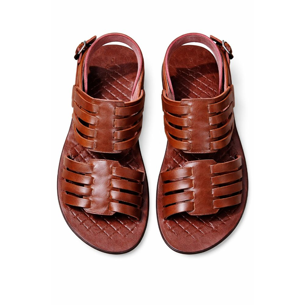 Mens Brown Leather Multi Strap Sandal